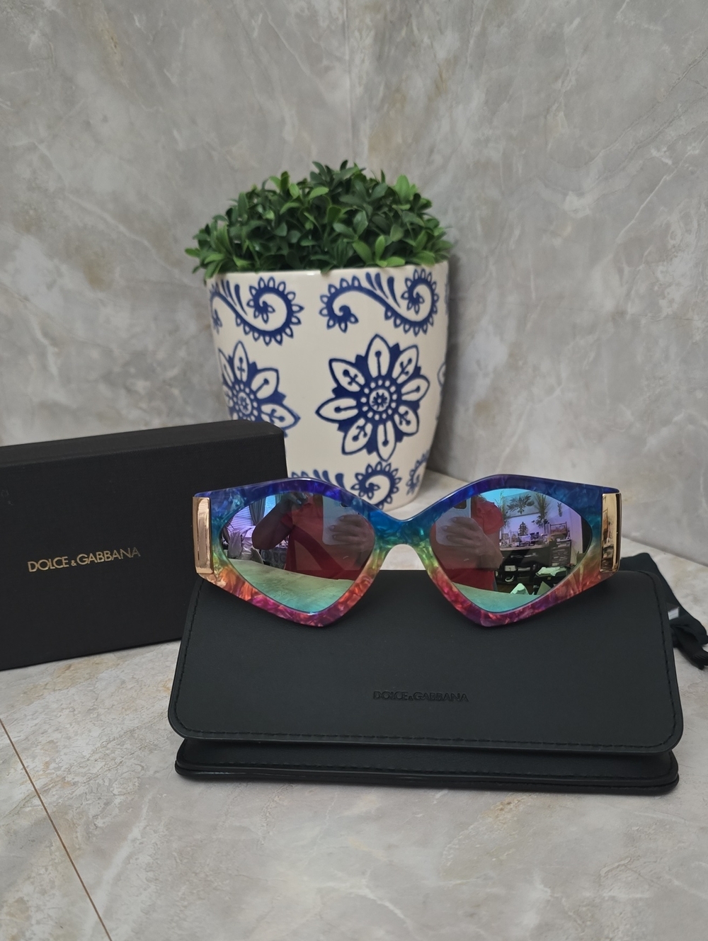 Dolce & Gabbana DG4396 Rainbow Sunglasses Geometric Tie-Dye Women’s NIB NWT